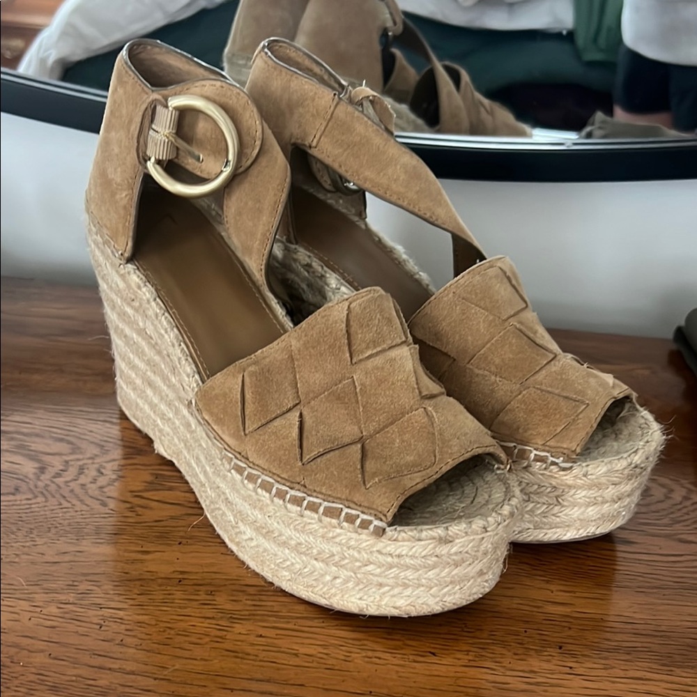 Marc Fisher Suede Espadrille Platform Wedges